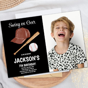 Baseballetjes Dag Uitnodigingen met zwarte foto