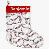 Baseballetjes Design Large Kerstmis Stocking Grote Kerstsok (Voorkant)