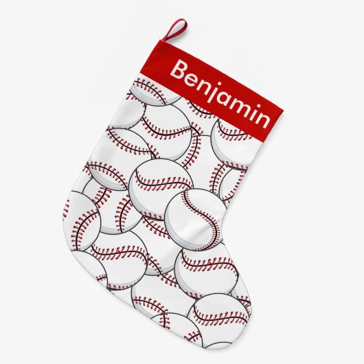 Baseballetjes Design Large Kerstmis Stocking Grote Kerstsok (Voorkant (Hangend))