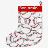 Baseballetjes Design Large Kerstmis Stocking Grote Kerstsok (Achterkant)