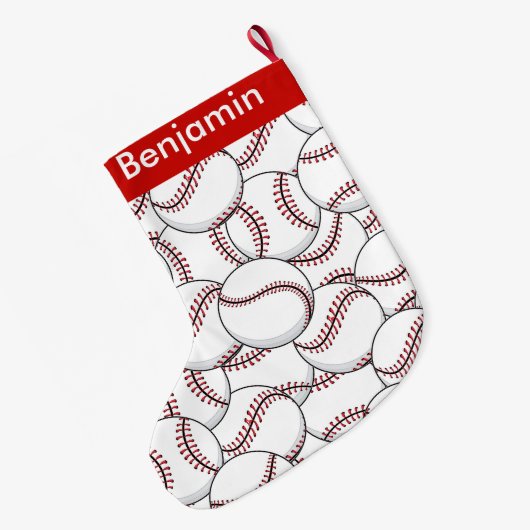 Baseballetjes Design Large Kerstmis Stocking Grote Kerstsok (Achterkant (Hangend))