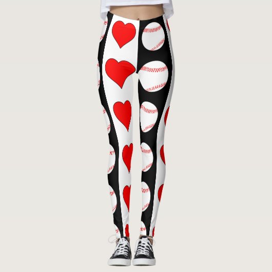 Baseballetjes en hartverwarmingen - Verticaal zwar Leggings (Voorkant)