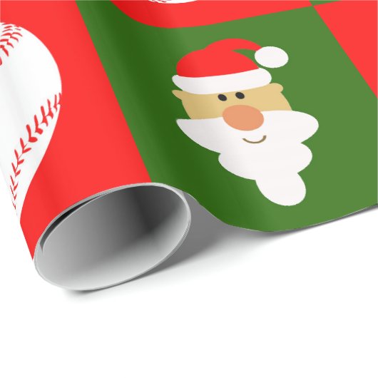 Baseballetjes en kerstbal voor kerstmis cadeaupapier (Rol Hoek)