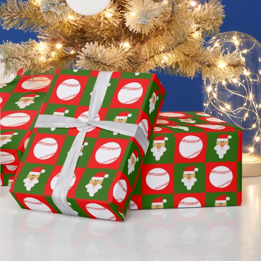 Baseballetjes en Kerstmis met Santa Baseball Playe Cadeaupapier (Feestdagen)