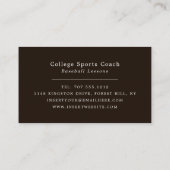 Baseballetjes op het veld, Baseball Player, Coach Visitekaartje (Achterkant)