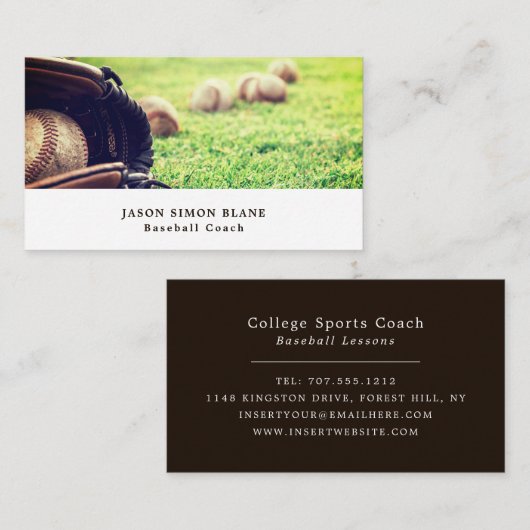 Baseballetjes op het veld, Baseball Player, Coach Visitekaartje (Voorkant / Achterkant)