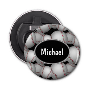 Baseballetpatroon Button Flesopener