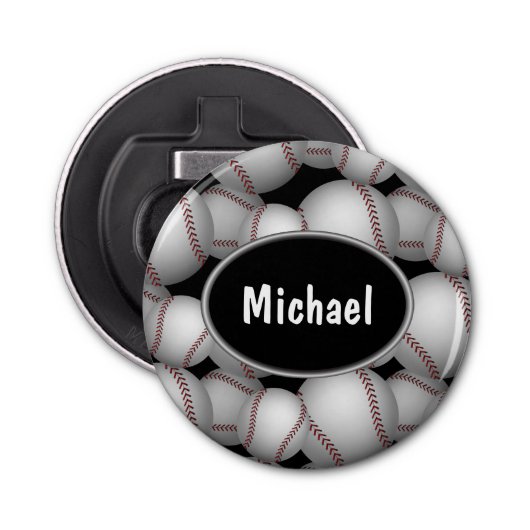 Baseballetpatroon Button Flesopener (Voorkant)