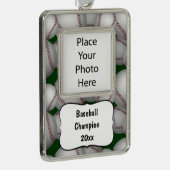 Baseballetpatroon Verzilverd Omlijst Ornament (Rechts)