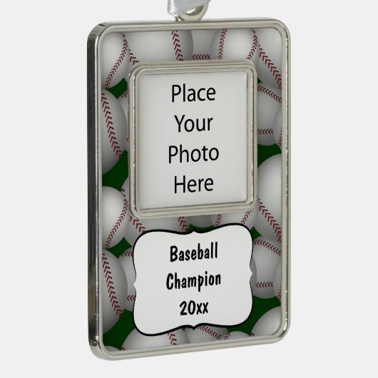 Baseballetpatroon Verzilverd Omlijst Ornament (Rechts)