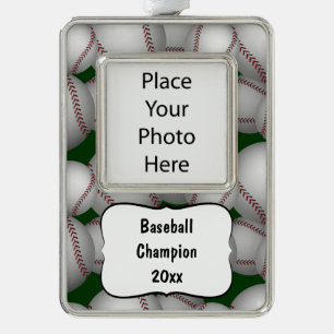 Baseballetpatroon Verzilverd Omlijst Ornament