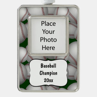 Baseballetpatroon Verzilverd Omlijst Ornament