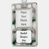 Baseballetpatroon Verzilverd Omlijst Ornament (Links)