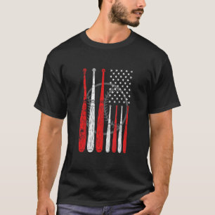 Baseballknuppel US Vlag Pitcher Catcher Baseball S T-shirt