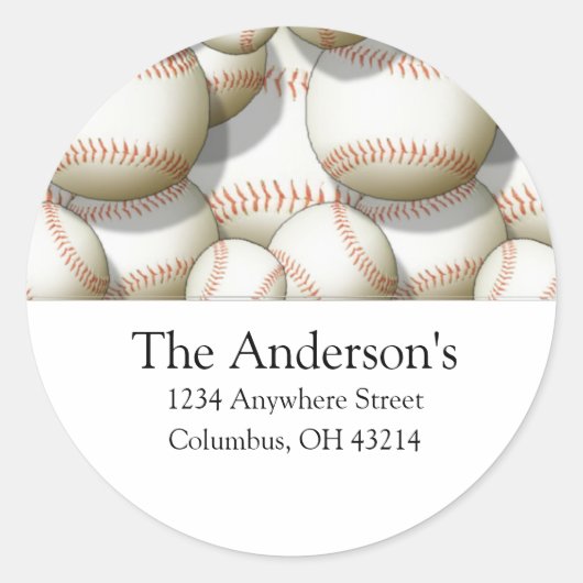 Baseballs Design 2 Adresetiketten/Stickers Ronde Sticker (Voorkant)