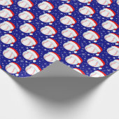 Baseballs Draag Santa's Pet & Snowflakes Navy Cadeaupapier (Hoek)