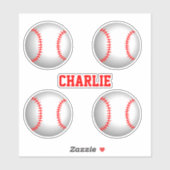 Baseballs met rode stiksels en aangepaste naam sticker (Vel)