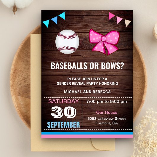 Baseballs of Bogen Geslacht Reveal Feest Kaart