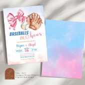 Baseballs of Bows Baby Gender Reveal Kaart