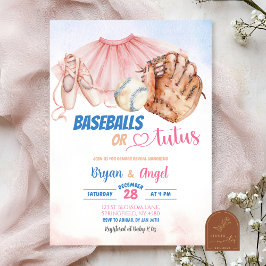 Baseballs of Tutus Gender Reveal Kaart