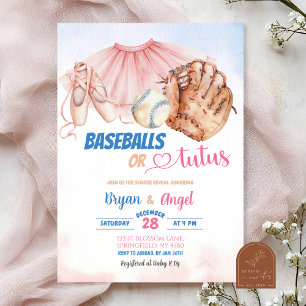 Baseballs of Tutus Gender Reveal Kaart