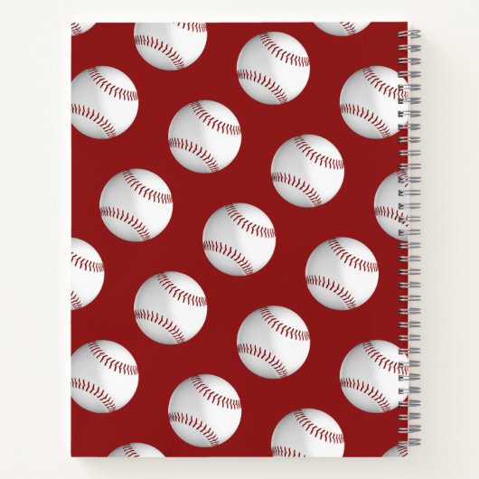Baseballs patroon monogram notitieboek (Achterkant)