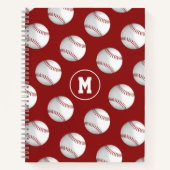 Baseballs patroon monogram notitieboek (Voorkant)