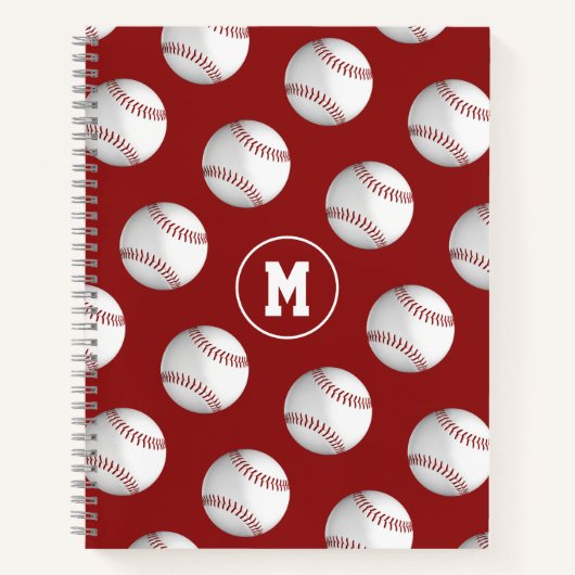 Baseballs patroon monogram notitieboek (Voorkant)