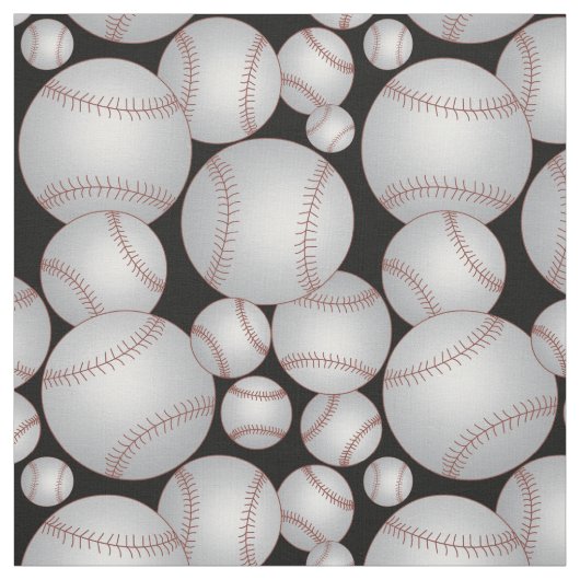 Baseballs Pattern Grey Stof (Swatch)