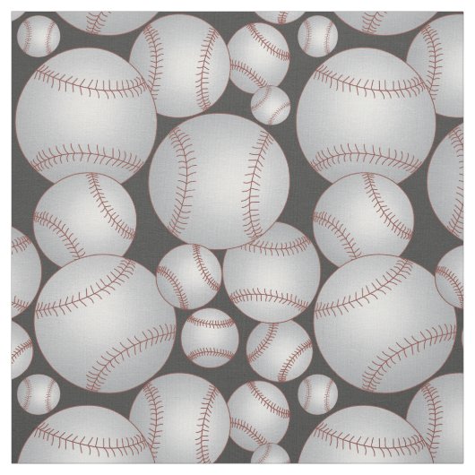 Baseballs Pattern Grey Stof (Swatch)
