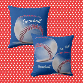 Baseballs rood wit en blauw sportief kussen