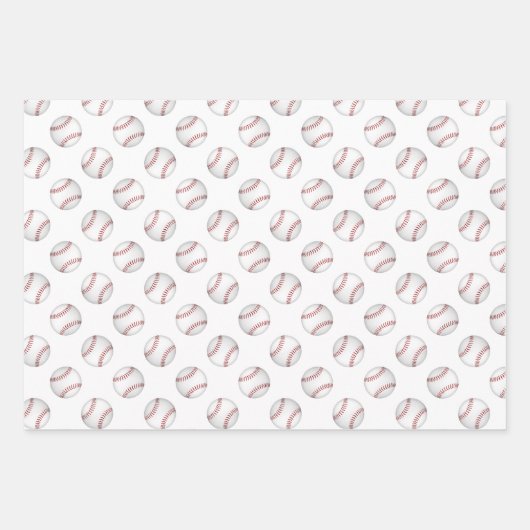 Baseballs Softballs Coördinerende Set van 3 Inpakpapier Vel (Voorkant 3)