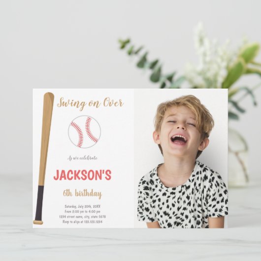 Baseballs Uitnodigingen met Foto (Staand voorkant)