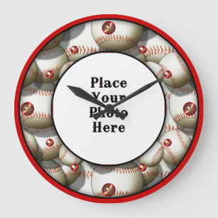 Baseballs uw fotowandklok grote klok