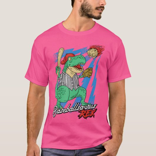 Baseballsaurus T-Rex Dinosaur Baseball Player Dino T-shirt (Voorkant)