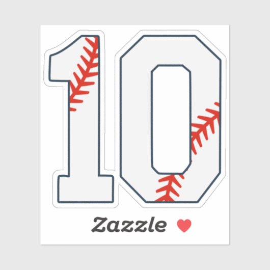 Baseballshirt Rugnummer 10 Sticker (Vel)