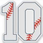 Baseballshirt Rugnummer 10 Sticker (Voorkant)