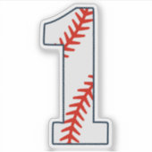 Baseballshirt Rugnummer 1 Sticker (Voorkant)