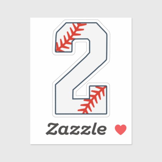 Baseballshirt Rugnummer 2 Sticker (Vel)