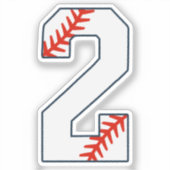 Baseballshirt Rugnummer 2 Sticker (Voorkant)
