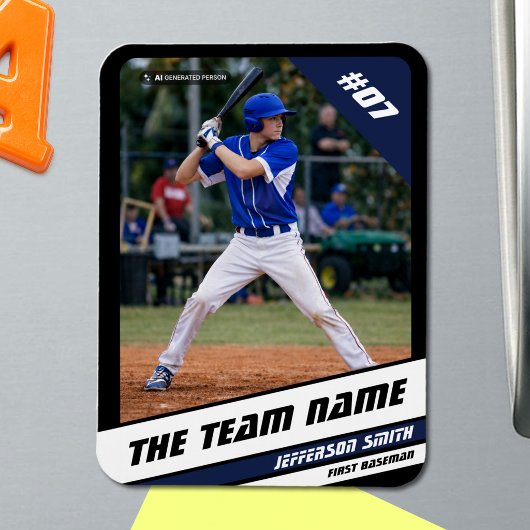 Baseballspeler Aanpasbaar Zwart Blauw Magneet