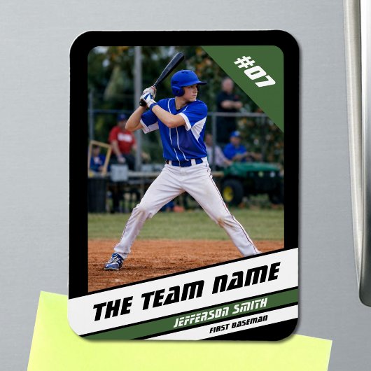 Baseballspeler Aanpasbaar Zwart Groen Magneet