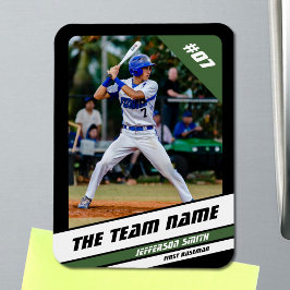 Baseballspeler Aanpasbaar Zwart Groen Magneet