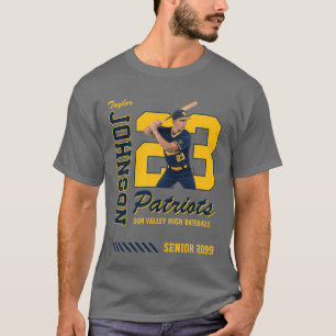 Baseballspeler op maat gemaakte foto rugnummer bla t-shirt