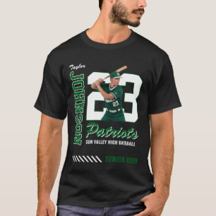 Baseballspeler op maat gemaakte fototruitnummer gr t-shirt