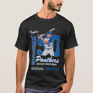 Baseballspeler op maat gemaakte fototruitnummer t-shirt
