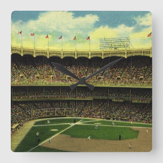  Basebalstadion sport met gewassen Vierkante Klok (Voorkant)
