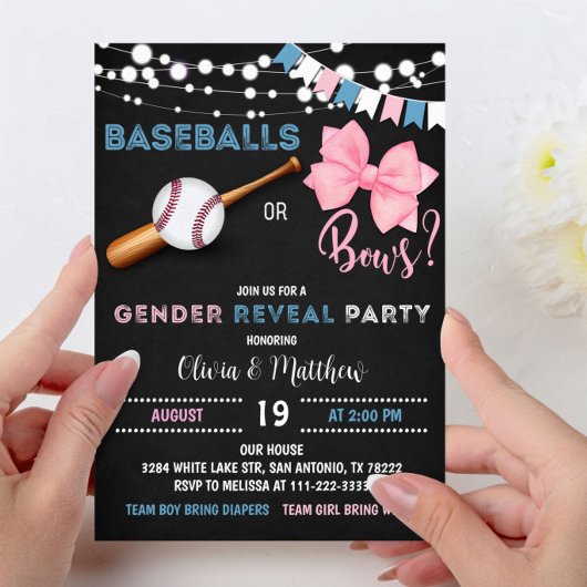 Basebollen of bogen Gender onthulling Party Kaart