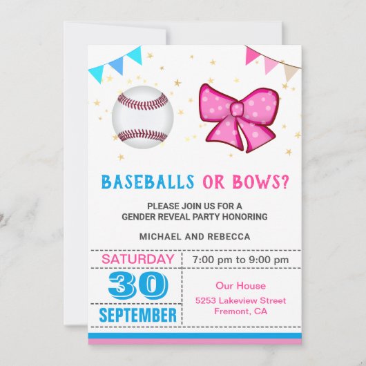 Basebollen of bogen Gender Reopenbaarmakingspartij Kaart (Voorkant)