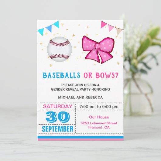 Basebollen of bogen Gender Reopenbaarmakingspartij Kaart (Staand voorkant)